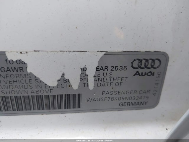 2009 AUDI A4 WAUSF78K09N032479 Photo 8