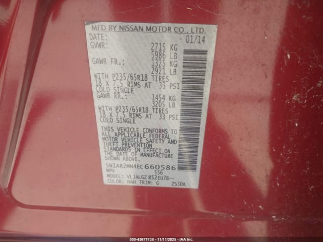 2014 NISSAN PATHFINDER 5N1AR2MN4EC660586 Photo 8