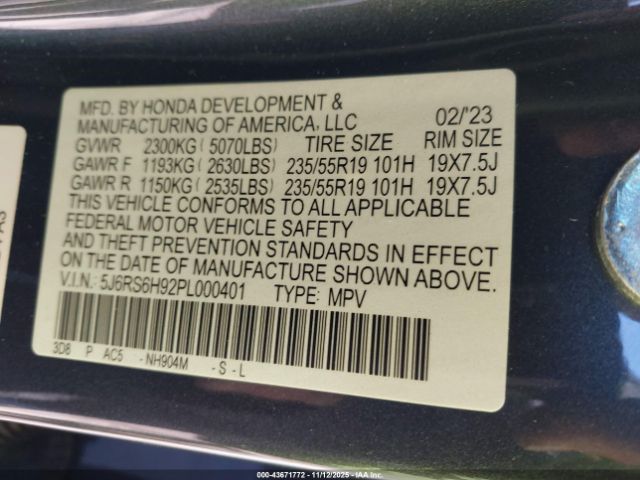 2023 HONDA CR-V HYBRID 5J6RS6H92PL000401 Photo 8