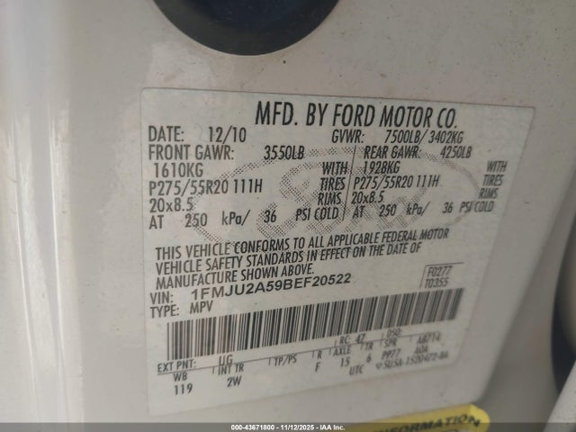 2011 FORD EXPEDITION 1FMJU2A59BEF20522 Photo 8