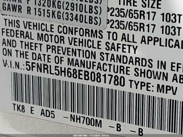 2014 HONDA ODYSSEY 5FNRL5H68EB081780 Photo 8