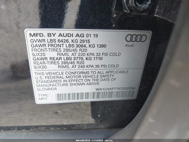 2019 AUDI Q7 WA1LHAF77KD030294 Photo 8