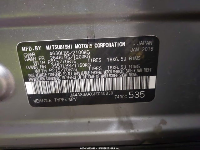 2018 MITSUBISHI ECLIPSE CROSS JA4AS3AAXJZ040830 Photo 8