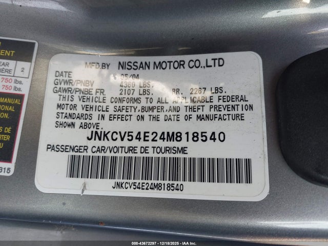 Продажа на аукционе авто 2004 Infiniti G35, vin: JNKCV54E24M818540, номер лота: 43672297
