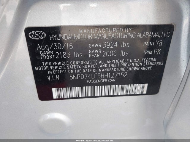 Hyundai ELANTRA SE 2017 5NPD74LF5HH127152 Image 9