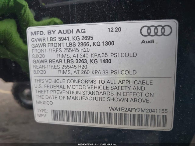 2021 AUDI Q5 WA1E2AFY2M2041155 Photo 8