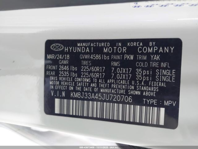 2018 HYUNDAI TUCSON KM8J33A45JU720706 Photo 8
