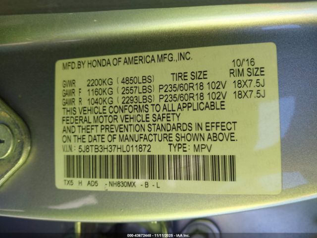 2017 ACURA RDX 5J8TB3H37HL011872 Photo 8