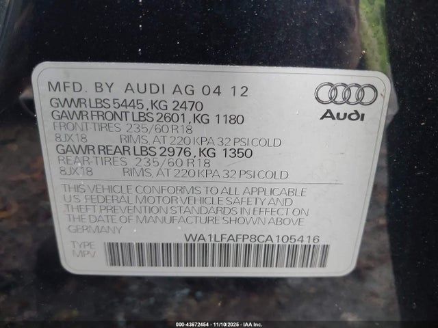2012 AUDI Q5 WA1LFAFP8CA105416 Photo 8