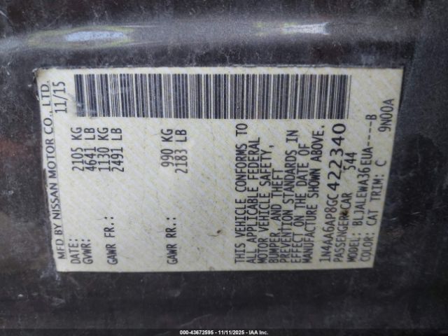 2016 NISSAN MAXIMA 1N4AA6AP8GC422340 Photo 8