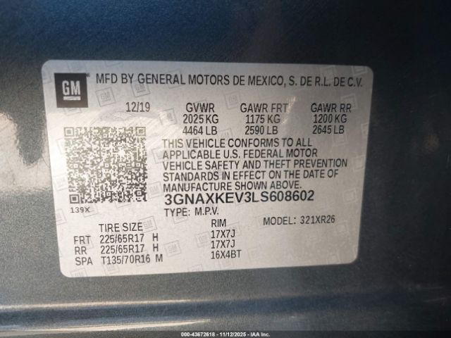 2020 CHEVROLET EQUINOX 3GNAXKEV3LS608602 Photo 8
