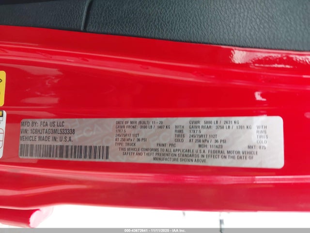 1C6HJTAG3ML533338 Jeep Gladiator Sport S 4x4