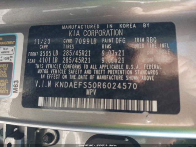 2024 KIA EV9 KNDAEFS50R6024570 Photo 8