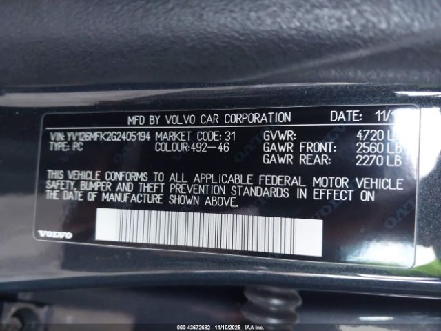 2016 VOLVO S60 YV126MFK2G2405194 Photo 8