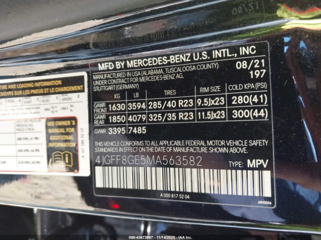 2021 MERCEDES-BENZ GLS 580 4JGFF8GE5MA563582 Photo 8