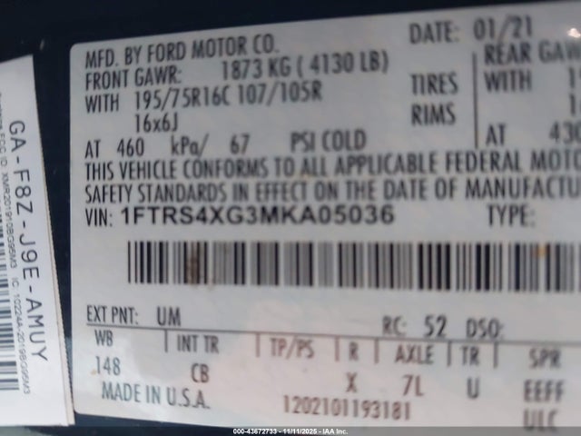 Ford Transit-350 Cargo Van 2021 1FTRS4XG3MKA05036 Image 8