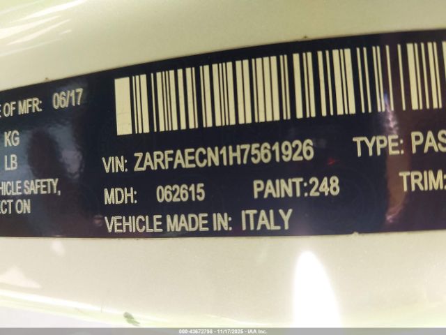 2017 ALFA ROMEO GIULIA ZARFAECN1H7561926 Photo 8