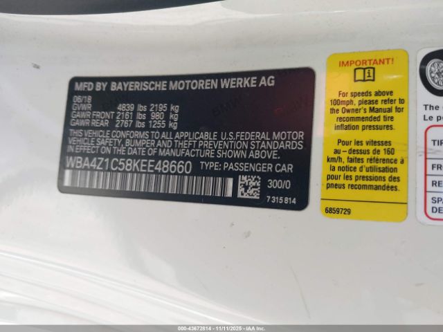 2019 BMW 430I WBA4Z1C58KEE48660 Photo 8