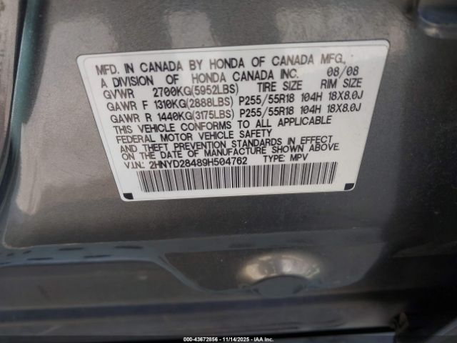 2009 ACURA MDX 2HNYD28489H504762 Photo 8