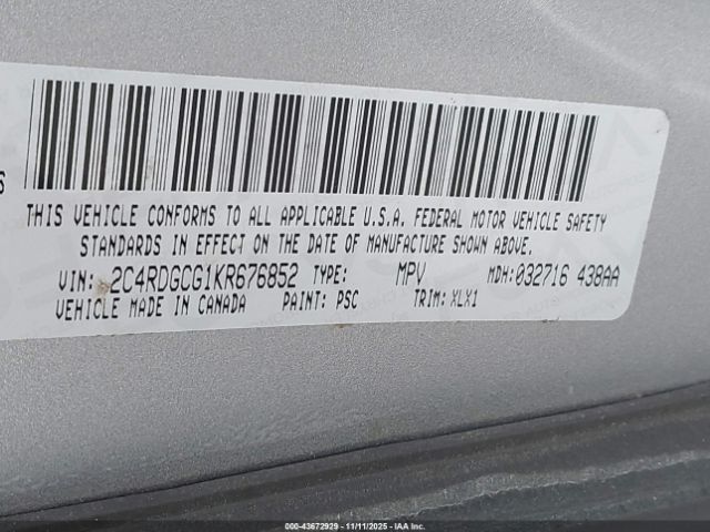 2019 DODGE GRAND CARAVAN 2C4RDGCG1KR676852 Photo 8