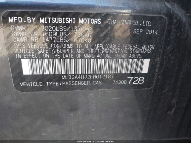 2015 MITSUBISHI MIRAGE ML32A4HJ2FH012187 Photo 8