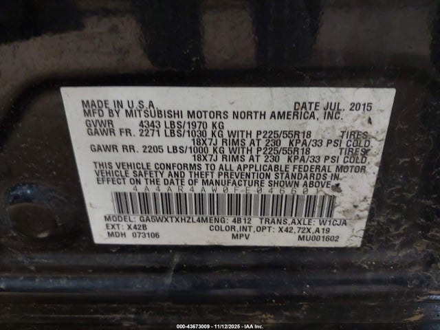 2015 MITSUBISHI OUTLANDER SPORT 4A4AR4AW0FE046601 Photo 8