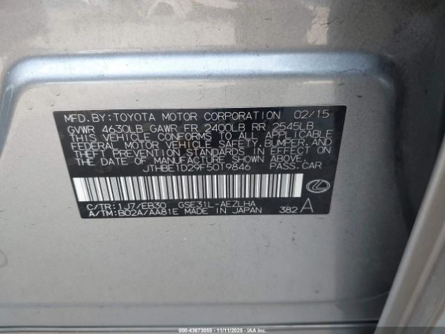 2015 LEXUS IS 350 JTHBE1D29F5019846 Photo 8