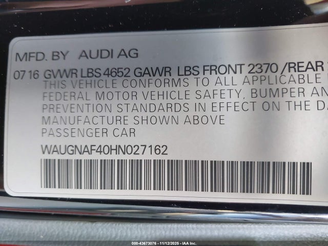 2017 AUDI A4 WAUGNAF40HN027162 Photo 8