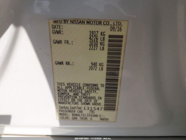 2017 NISSAN ALTIMA 1N4AL3AP7HC131547 Photo 8