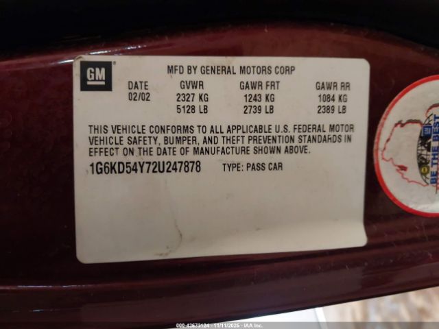 2002 CADILLAC DEVILLE 1G6KD54Y72U247878 Photo 8