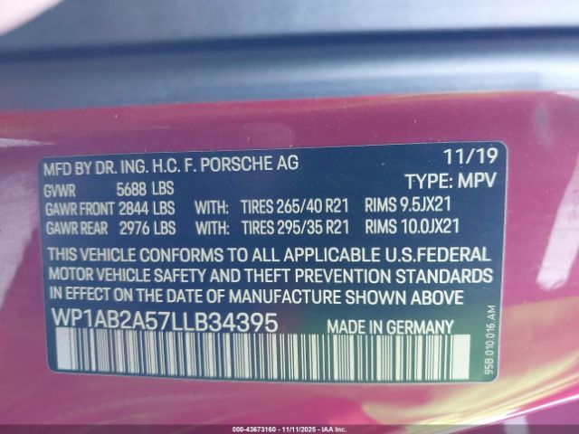 2020 PORSCHE MACAN WP1AB2A57LLB34395 Photo 8
