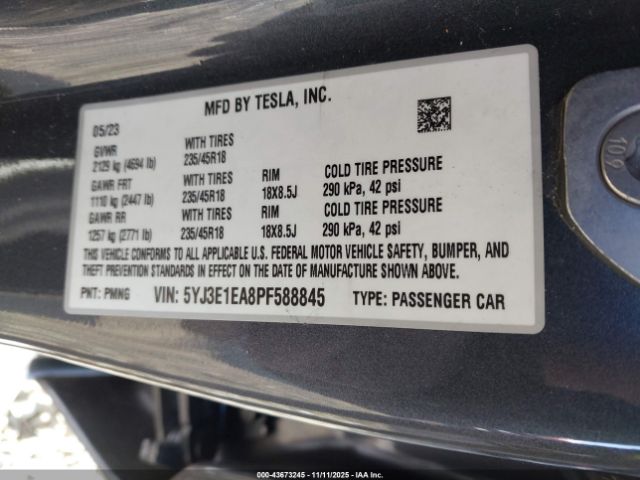 2023 TESLA MODEL 3 5YJ3E1EA8PF588845 Photo 8