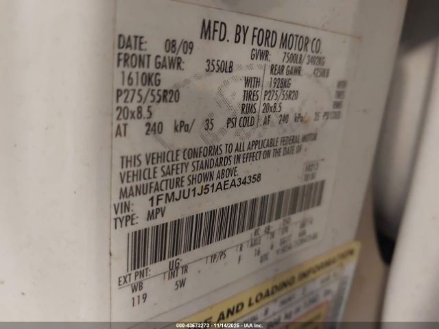 2010 FORD EXPEDITION 1FMJU1J51AEA34358 Photo 8