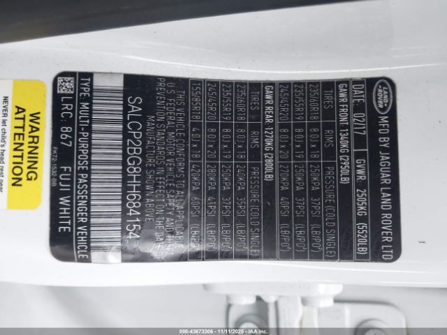 2017 LAND ROVER DISCOVERY SPORT SALCP2BG8HH684154 Photo 8