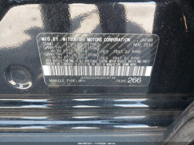 2017 MITSUBISHI OUTLANDER JA4AD2A34HZ014739 Photo 8