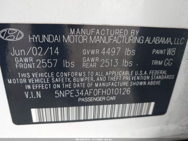 2015 HYUNDAI SONATA 5NPE34AF0FH010126 Photo 8