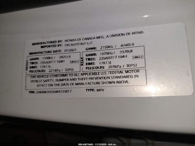 2021 HONDA CR-V 2HKRW2H26MH233817 Photo 8