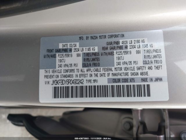 2024 MAZDA CX-5 JM3KFBDY6R0490242 Photo 8