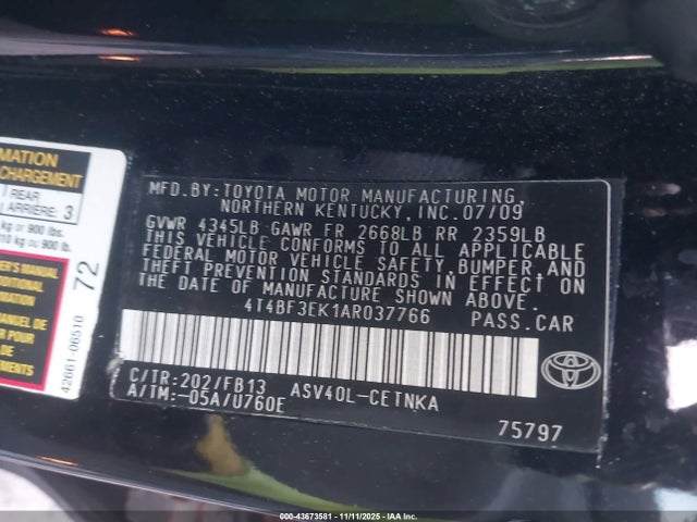 2010 TOYOTA CAMRY 4T4BF3EK1AR037766 Photo 8