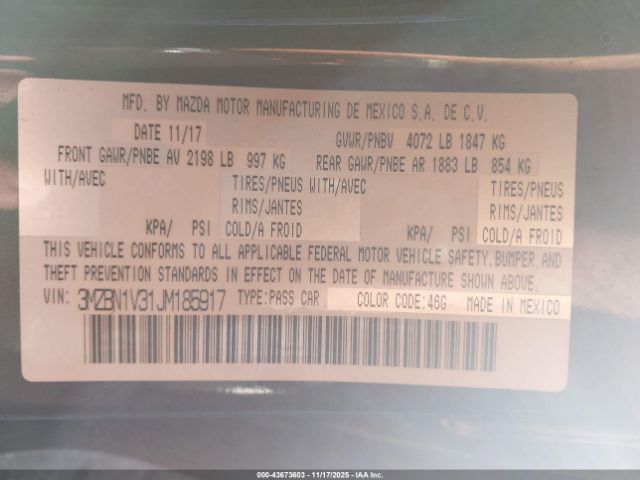 2018 MAZDA MAZDA3 3MZBN1V31JM185917 Photo 8