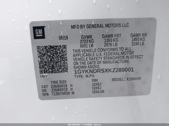 2019 CADILLAC XT5 1GYKNDRSXKZ289001 Photo 8