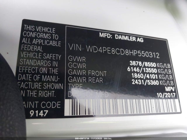 2017 MERCEDES-BENZ SPRINTER 2500 WD4PE8CD8HP550312 Photo 8