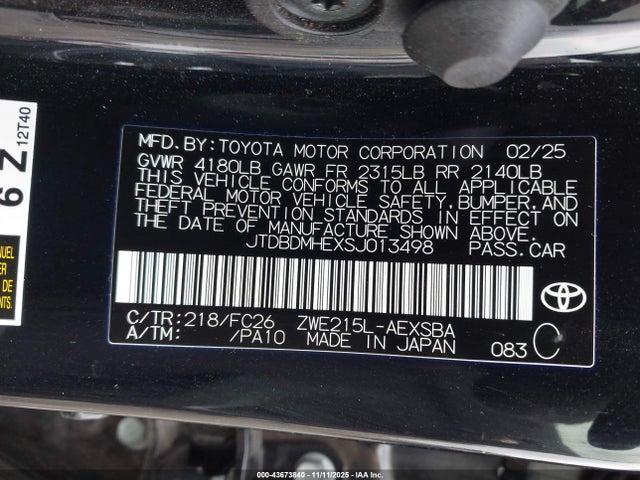 Toyota Corolla Hybrid Se 2025 JTDBDMHEXSJ013498 Image 9
