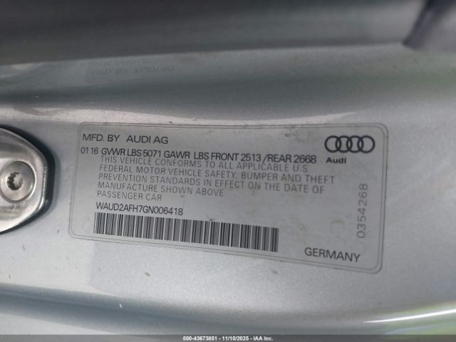 2016 AUDI A5 WAUD2AFH7GN006418 Photo 8