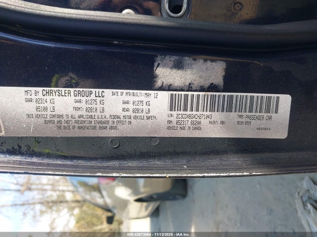 Aukcja sprzedaży 2012 Dodge Charger Se, vin: 2C3CDXBGXCH271043, numer aukcji: 43673864