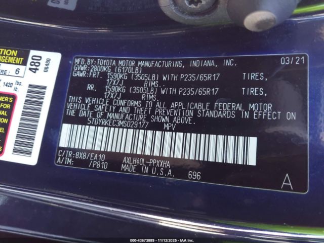 2021 TOYOTA SIENNA 5TDYRKEC3MS029177 Photo 8
