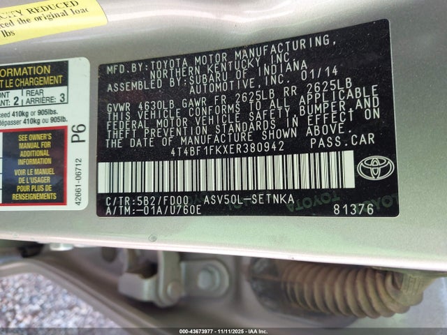 Toyota CAMRY LE 2014 4T4BF1FKXER380942 Image 9