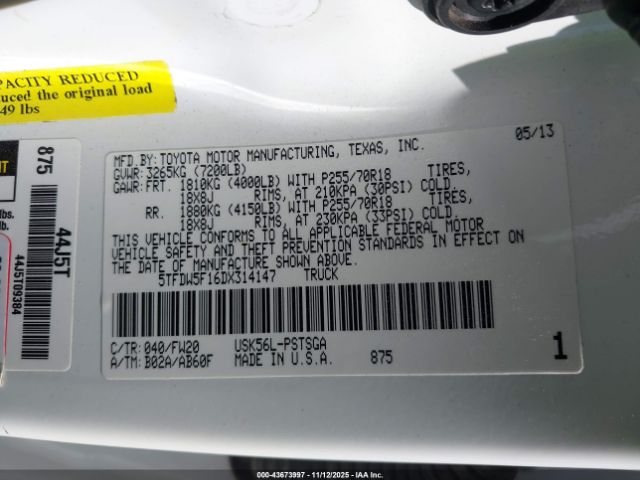 2013 TOYOTA TUNDRA 5TFDW5F16DX314147 Photo 8