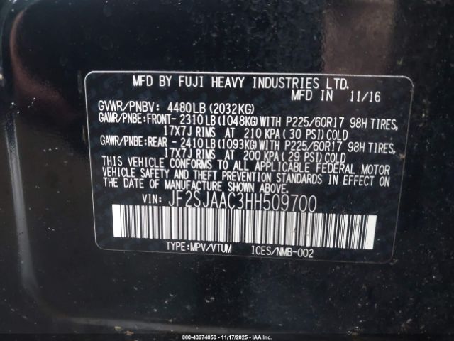 2017 SUBARU FORESTER JF2SJAAC3HH509700 Photo 8