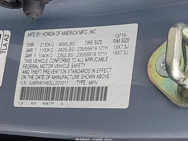 2020 HONDA CR-V 5J6RW1H93LL001011 Photo 8